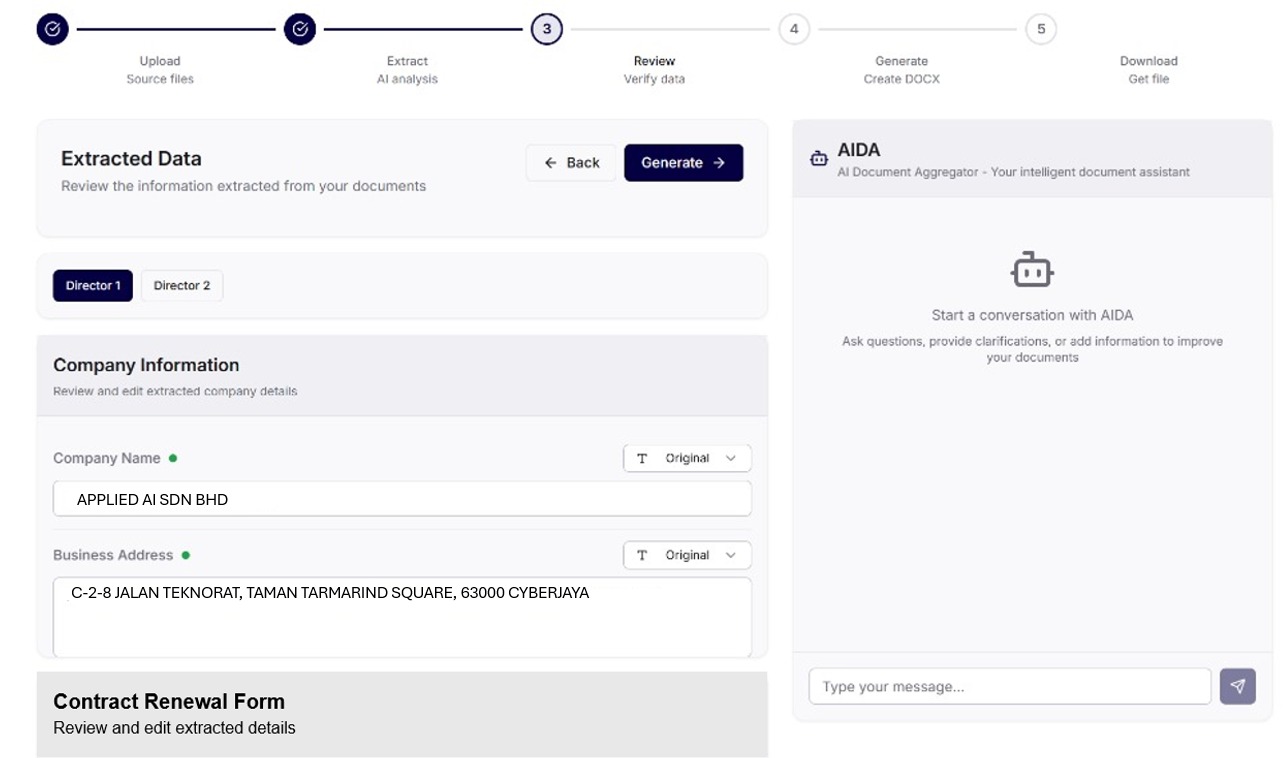 AIDA Data Extraction and Review Interface