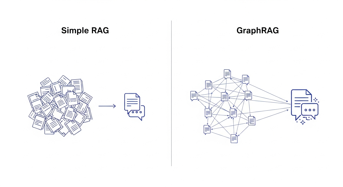 Simple RAG vs GraphRAG comparison diagram